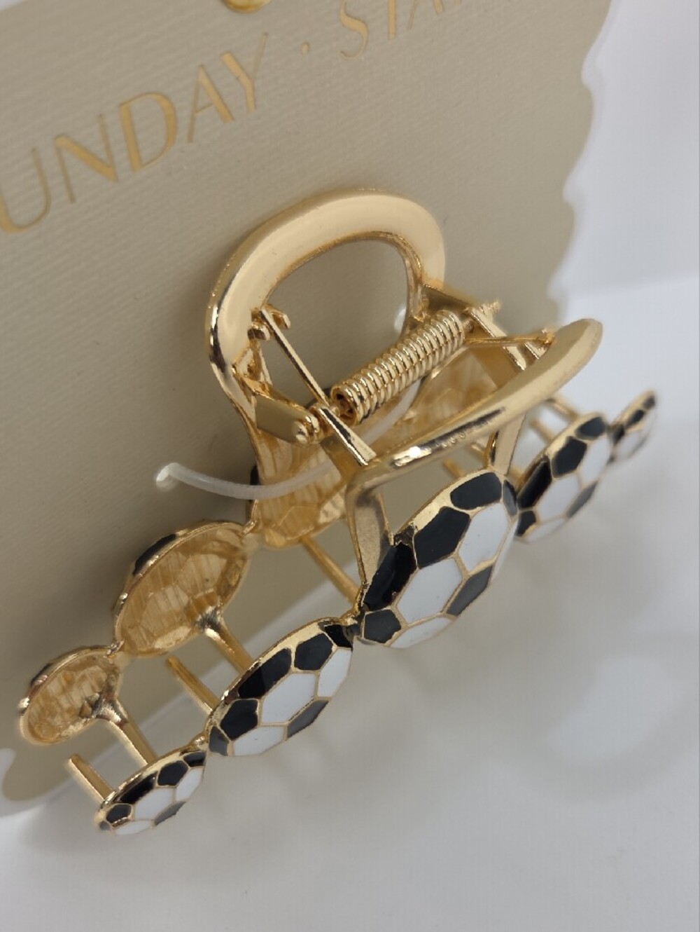 Sunday State Gold Hair Clip with Black & White Soccer Ball Accents - Picture 4 of 6